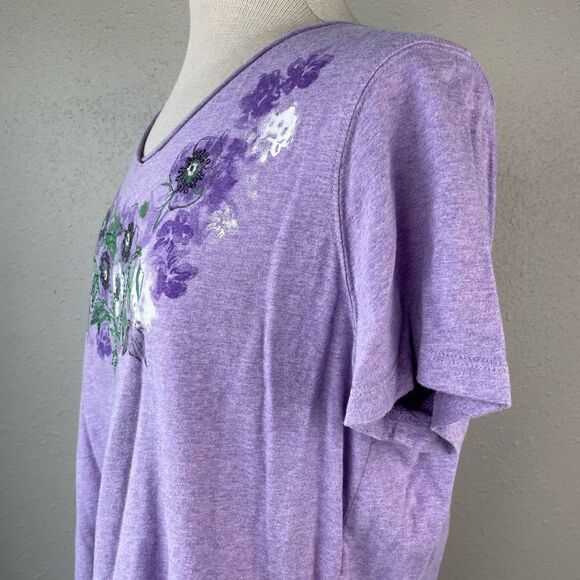 Laura Scott Floral V-Neck Top Size XL EUC - Picture 5 of 8
